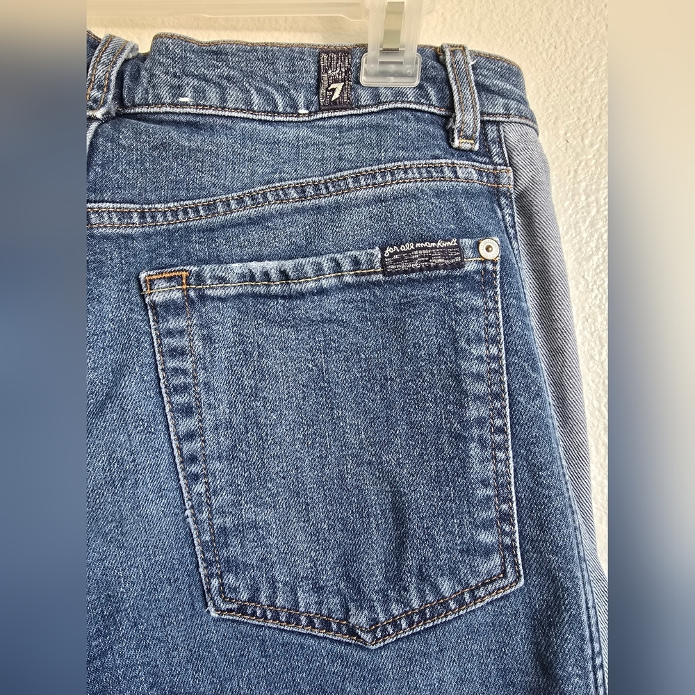 7 For All Mankind Blue Cropped Ankle Jeans - Picture 6 of 13